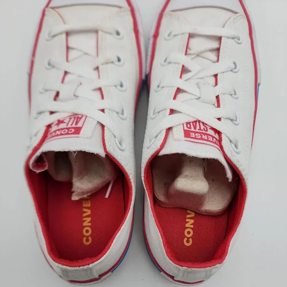 Converse Chuck Taylor All Star Ox Junior Girls Size 3.5 White Pink Sneaker Shoes